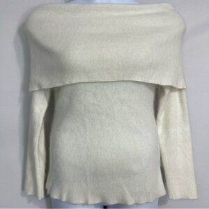Alex Marie cream Cowl Neck Knit Sweater Rabbit Hair Nylon size large